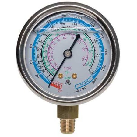 Gauge, 2-3/4 In Dia, Low Side, Blue, 350 psi MPN:4PDK2