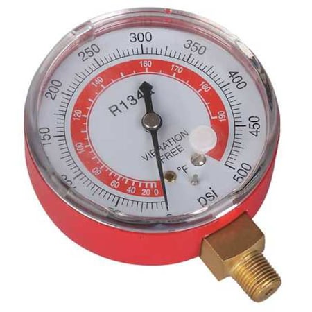 Gauge, 2-3/4 In Dia, High Side, Red, 500 psi MPN:4PDK3