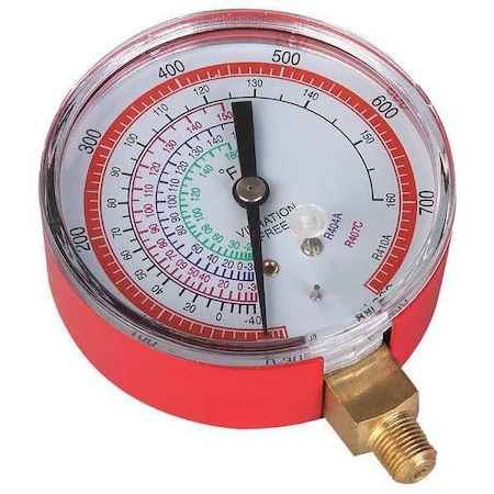 Gauge, 2-3/4 In Dia, High Side, Red, 800 psi MPN:4PDK5