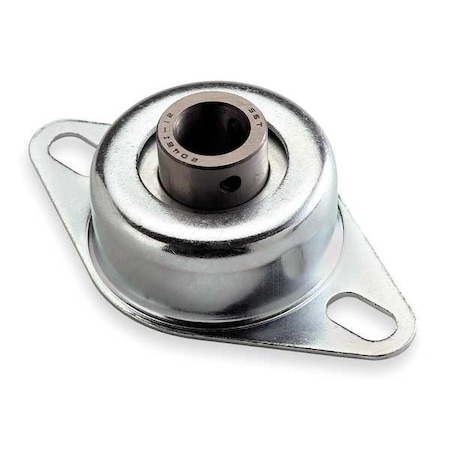 2 Holes, Rhombus Housing, Flange Mount Bearing, Radial Ball, 1 in Dia, Steel, Set Screw MPN:1A403