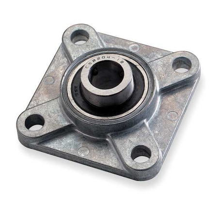 4 Holes, Square Housing, 4 Bolt Flange Bearing, Radial Ball, 3/4 in Dia, Zinc Die Cast, Set Screw MPN:1F548
