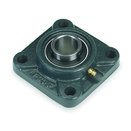 4 Holes, Square Housing, 4 Bolt Flange Bearing, Radial Ball, 1 in Dia, Cast Iron, Set Screw MPN:3FDE5