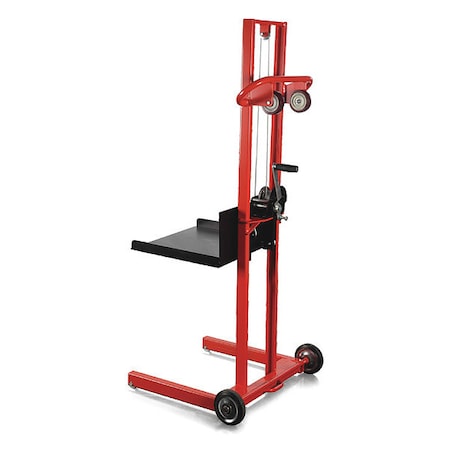 Manual Platform Lift Truck, Manual, 500 lb Load Capacity, Hand Winch Lift Control MPN:26Y453