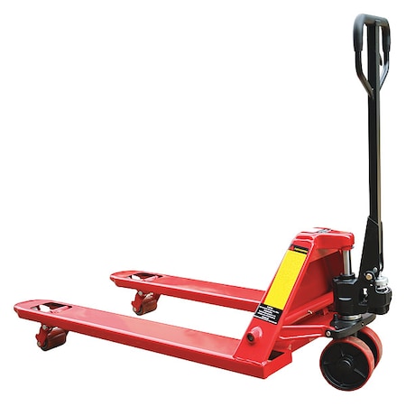 Pallet Jack, Steel, Load Capacity 5500 lb, 63 1/2 in x 27 in x 48 in, Red MPN:490Z07
