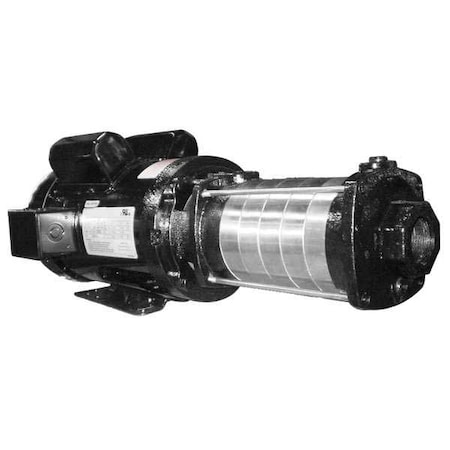Booster Pump, 3 hp, 240V AC, 1 Phase, 1-1/4 in NPT Inlet Size, 6 Stage, 121 psi Max Pressure MPN:5UXF9