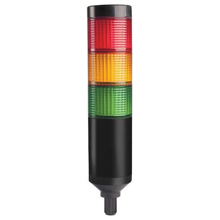 Tower Light Assembly, Red, Yellow, Green, 24V AC/DC, 80 FPM, 56 mm Dia., Support Tube MPN:26ZT23