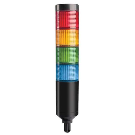 Tower Light Assembly, Red, Yellow, Green, Blue, 24V AC/DC, 80 FPM, 56 mm Dia., Support Tube MPN:26ZT24