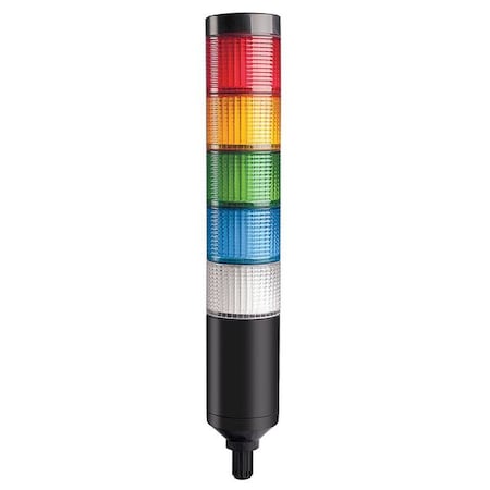 Tower Light Assembly, Red, Yellow, Green, Blue, Clear, 24V AC/DC, 80 FPM, 56 mm Dia., Support Tube MPN:26ZT25