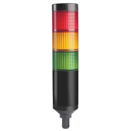 Tower Light Assembly, Red, Yellow, Green, 90 to 240V AC, 80 FPM, 56 mm Dia., Support Tube MPN:26ZT29