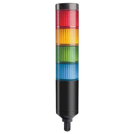Tower Light Assembly, Red, Yellow, Green, Blue, 90 to 240V AC, 80 FPM, 56 mm Dia., Support Tube MPN:26ZT30