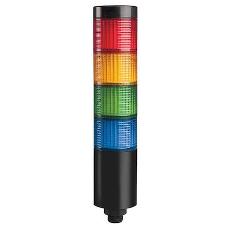 Tower Light Assembly, Red, Yellow, Green, Blue, 24V AC/DC, 80 FPM, 56 mm Dia., Direct MPN:26ZT37