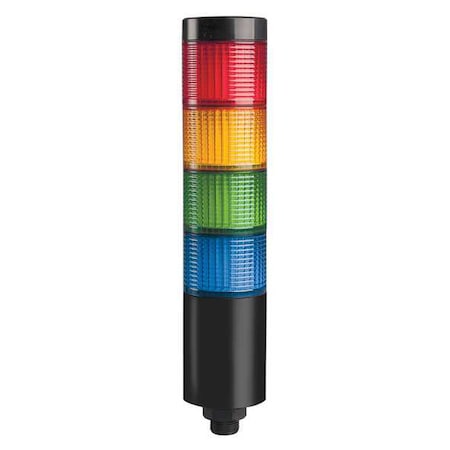 Tower Light Assembly, Red, Yellow, Green, Blue, 90 to 240V AC, 80 FPM, 56 mm Dia., Direct MPN:26ZT43