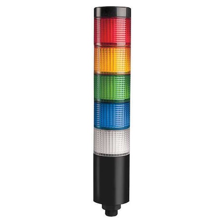 Tower Light Assembly, Red, Yellow, Green, Blue, Clear, 90 to 240V AC, 80 FPM, 56 mm Dia., Direct MPN:26ZT44