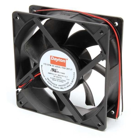 Axial Fan, Square, 24V DC, - Phase, PBT Plastic, 4 11/16 in W. MPN:2RTJ7