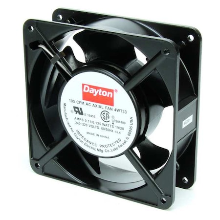 Standard Square Axial Fan, 105 CFM, 230V AC, 1 Phase, IP20, 4-11/16 in x 4-11/16 in MPN:4WT33