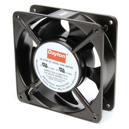 Axial Fan, 4-11/16 in W x 4-11/16 in H x 1-1/2 in D, 55 cfm, 115V AC, IP20, Cast Aluminum MPN:4WT49