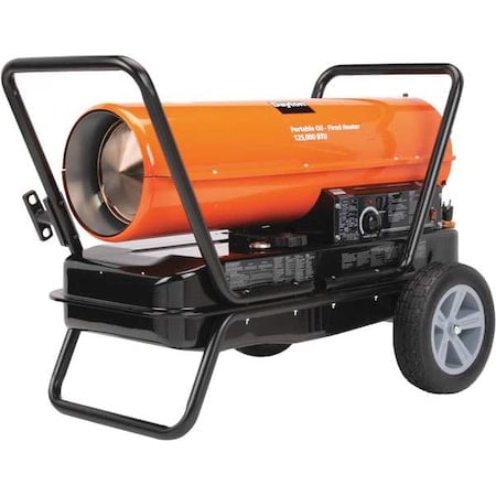Portable Oil & Kerosene Torpedo Heater, 2.5 A, 2900 sq ft Heating Area, 125, 000 BtuH MPN:3VE50