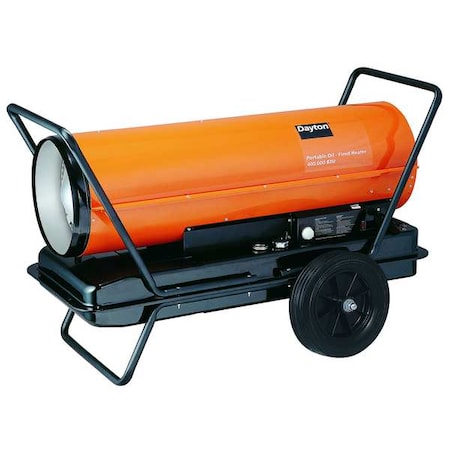 Portable Oil and Kerosene Torpedo Heater, 400, 000 BtuH, 1, 400 cfm, 8, 500 sq ft Heat Area 29 gal MPN:3VE53