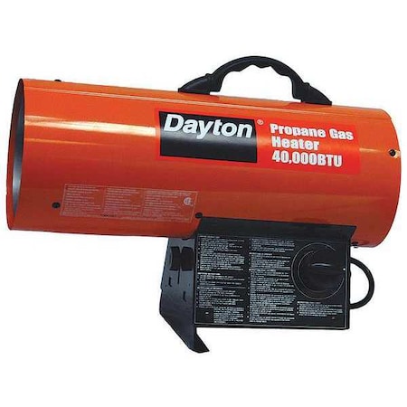 Portable Gas Torpedo Heater, Liquid Propane, Intermittent Spark, 8 1/8 in Wx 19 5/16 in L MPN:3VE55