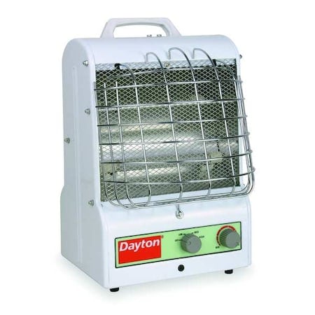 Portable Electric Heater, 15 in L x 11 1/2 in W x 11 in D, 1500W/900W/600W, 120V AC, White MPN:3VU31