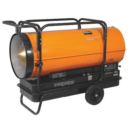 Portable Oil and Kerosene Torpedo Heater, 650, 000 BtuH, 3, 600 cfm, 13, 500 sq ft Heat Area 50 gal MPN:4XA50