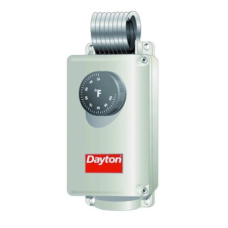 Line Voltage Mechanical Thermostat, Heat or Cool, 30 to 110F, Exposed Dial, 24 to 600V AC, 1C/H, White MPN:1UHH1