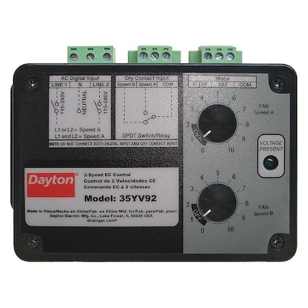 Speed Control, 2-Speed, 115/230V, 0.5/0.25A MPN:35YV92
