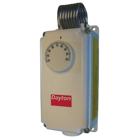 Line Voltage Mechanical Thermostat, Heat or Cool, 30 to 110F, Exposed Dial, 120 to 270V AC, 2C/2H, White MPN:6EDY4