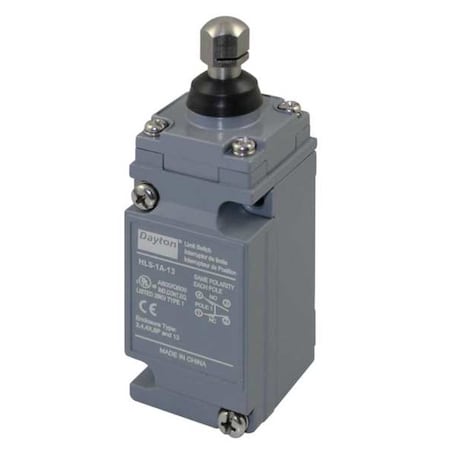 Heavy Duty Limit Switch, Plunger, SPDT, 10A at 600V AC, Actuator Location: Top MPN:11X452