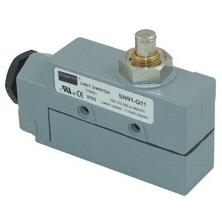 Limit Switch, Plunger, SPDT, 15A at 480V AC, Actuator Location: Top MPN:12T906