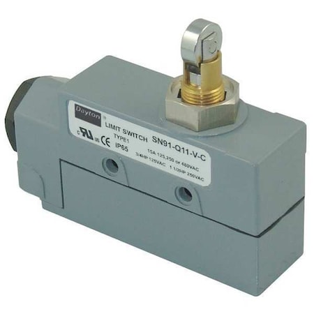 Limit Switch, Cross Roller, Plunger, SPDT, 15A at 480V AC, Actuator Location: Top MPN:12T908