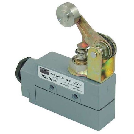 Limit Switch, Plunger, Roller Lever, SPDT, 15A at 480V AC, Actuator Location: Top MPN:12T909