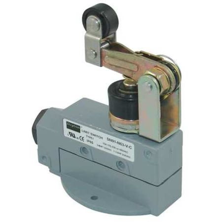 Limit Switch, Plunger, Roller Lever, SPDT, 15A at 480V AC, Actuator Location: Top MPN:12T930