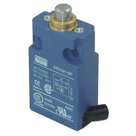 Limit Switch, Plunger, SPDT, 10A at 300V AC, Actuator Location: Top MPN:12T944