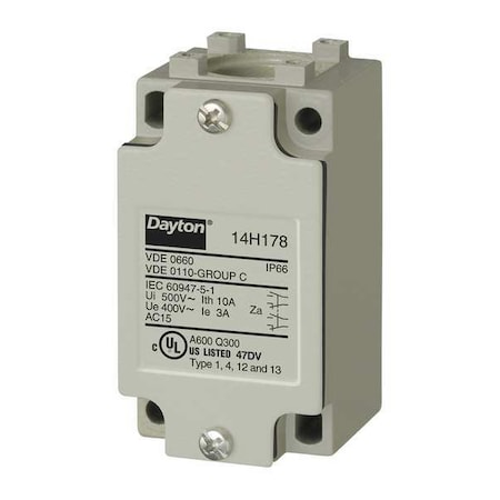 Limit Switch Body, 1NO/1NC, 10A at 250V MPN:14H178