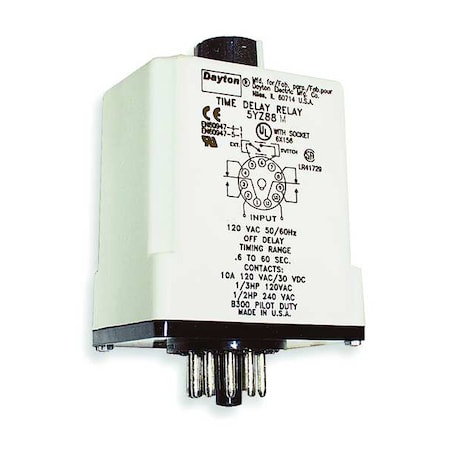 Single Function Time Delay Relay, Octal, Off Delay, 1 Functions 240V AC, DPDT MPN:1EGC2