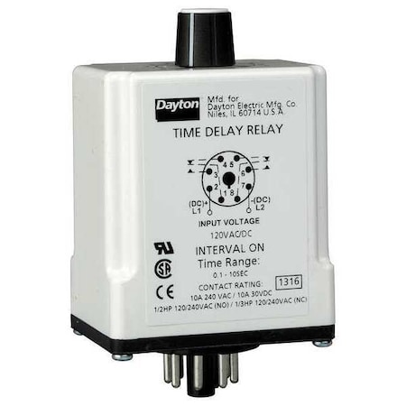 Single Function Time Delay Relay, Octal, Interval, 1 Functions 120V AC/DC, DPDT MPN:1EGC7