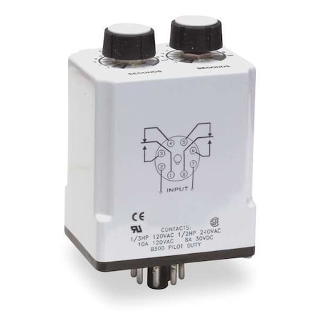 Single Function Time Delay Relay, Octal, Cycle On, 1 Functions 120V AC/DC, DPDT MPN:1EGD2