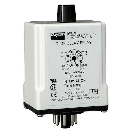 Single Function Time Delay Relay, Octal, Interval, 1 Functions 24V AC/DC, DPDT MPN:24EN69