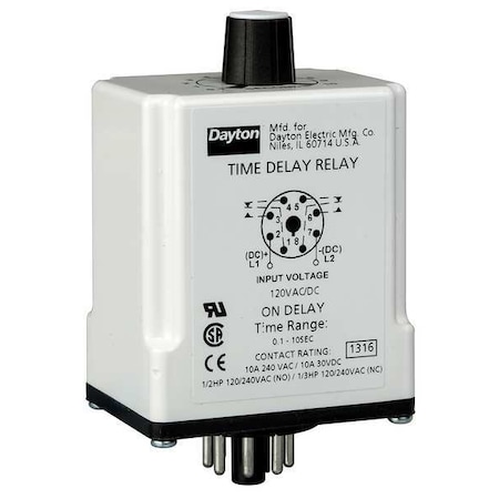 Single Function Time Delay Relay, Octal, On Delay, 1 Functions 240V AC, DPDT MPN:24EP23
