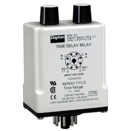 Single Function Time Delay Relay, Octal, Cycle On, 1 Functions 240V AC, DPDT MPN:24EP43