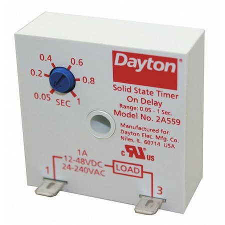 Single Function Encapsulated Timing Relay, Square, On Delay, 1 Functions 240V DC, SPST-NO MPN:2A559