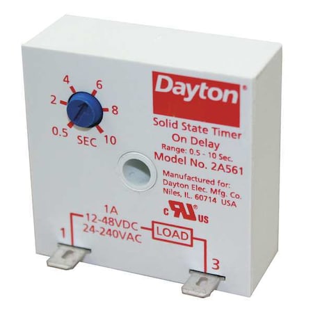 Single Function Encapsulated Timing Relay, Square, On Delay, 1 Functions 240V DC, SPST-NO MPN:2A561