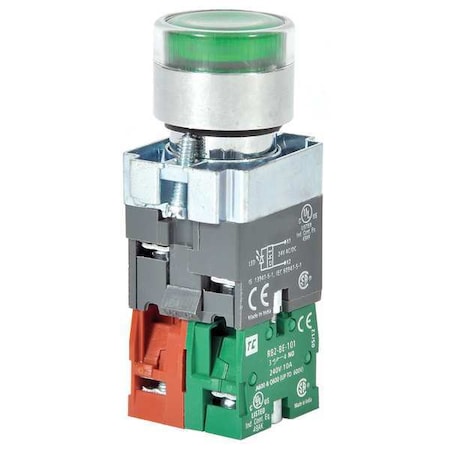 Illuminated Push Button, 22 mm, 1NO/1NC, Green MPN:30G201