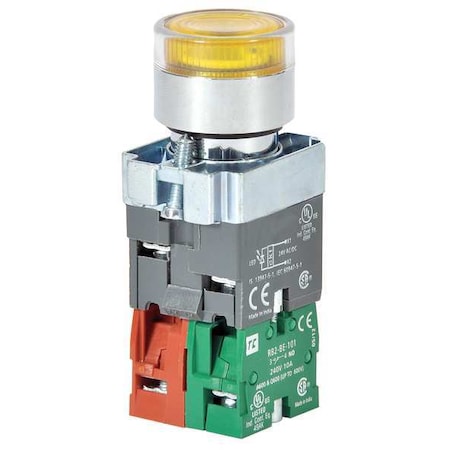 Illuminated Push Button, 22 mm, 1NO/1NC, Yellow MPN:30G203