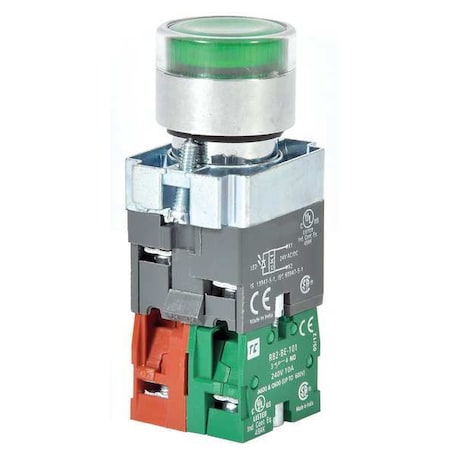 Illuminated Push Button, 22 mm, 1NO/1NC, Green MPN:30G205