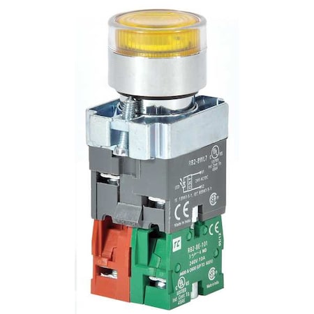 Illuminated Push Button, 22 mm, 1NO/1NC, Yellow MPN:30G207
