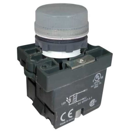 Pilot Light, LED, 22mm, 24VAC/DC, WH, Plastic MPN:30G208