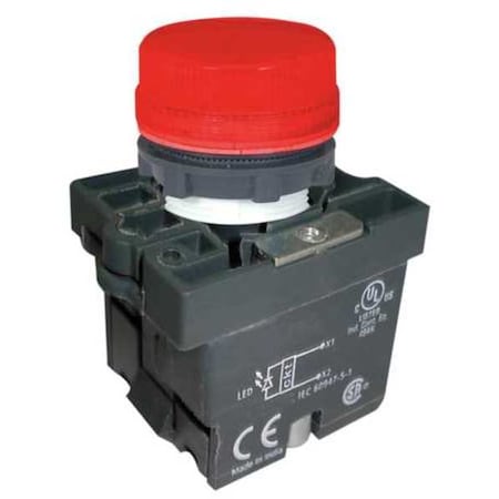 Pilot Light, LED, 22mm, 24VAC/DC, RD, Plastic MPN:30G210