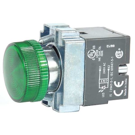 Pilot Light, LED, 22mm, 24VAC/DC, GR, Cr MPN:30G213